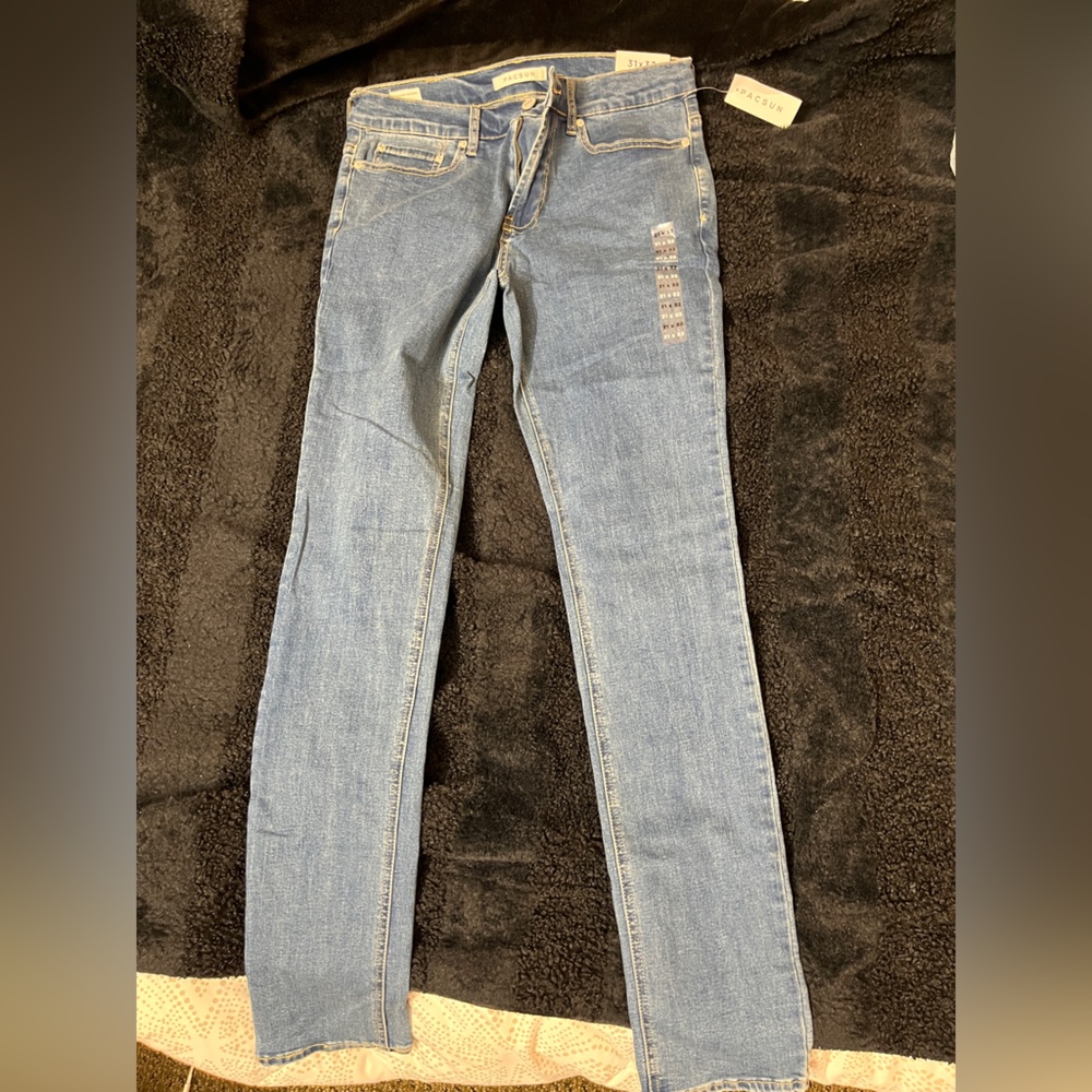 PacSun Men’s Blue stacked skinny jeans